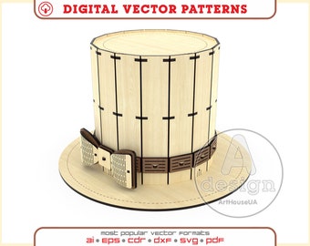 Top hat like box laser cut vector file and Glowforge ready SVG, Gift box shaped Top Hat, Cylinder Hat gift box, Cylinder candy box, Ver.88