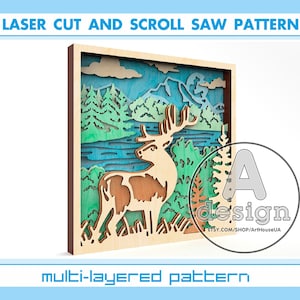 Scroll Saw pattern, Deer Scroll Saw Pdf, Deer Laser cut vector, Layered wall decor, laser files Dxf,Pdf,Svg,Cnc, Layered like Mandala, MLP-1