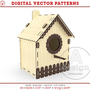 Birdhouse, Bird House vector, Bird House laser cut, BirdHouse pattern, Birdhouse Glowforge files, Bird House Laser cut files Dxf,Pdf,Svg,Cnc