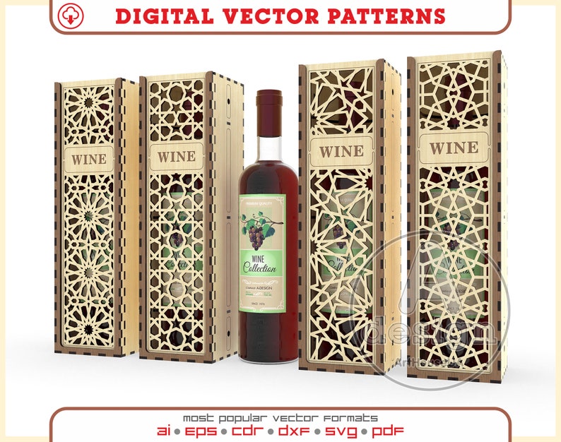Wine Box Vector Wineboxv79 Wine Box Laser Cut File Plywood Etsy
