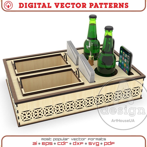 Beer holder box vector file for laser cut machines, Beer bottle holder, Beer carrier, Beer tote, Beer caddy, Beer tray, Beer display, Ver.3