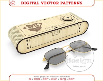 Estuche para guardar gafas, archivo SVG de corte láser, diseño de caja de madera para guardar gafas