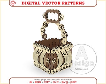 Easter Basket Laser Cut SVG File, Egg Holder Pattern