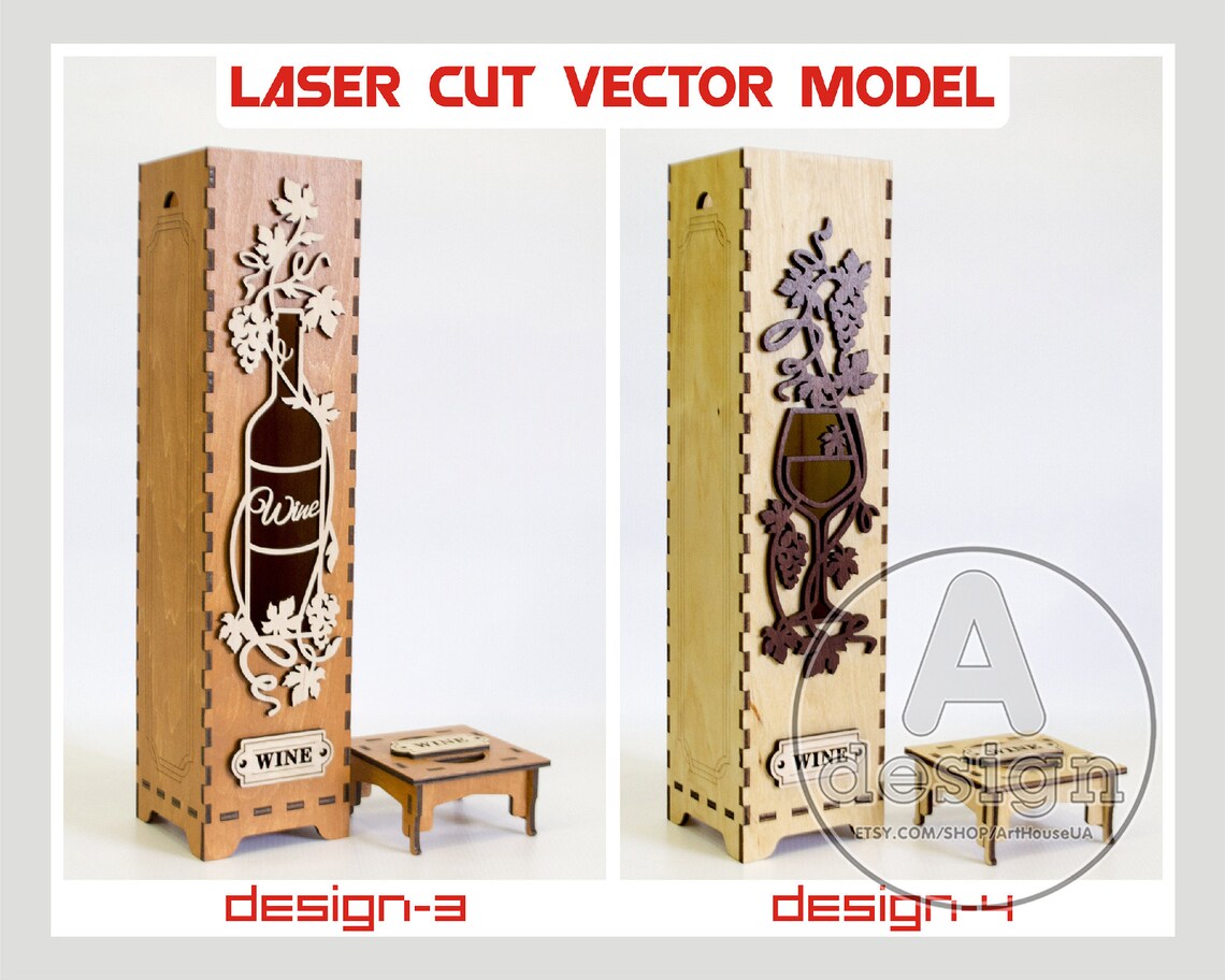 Wine Box Vector Wineboxv2 Wine Box Laser Cut File Plywood Etsy