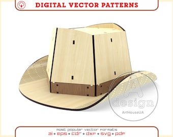 Cowboy hat like box vector file laser cut machines and Glowforge user, Cowboy hat candy box, Gift box shaped Cowboy hat, Cowboy hat gift box