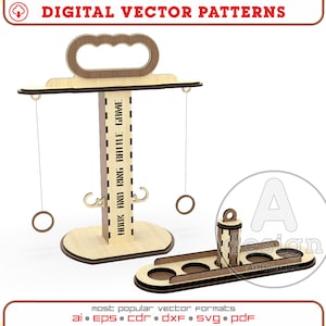 File vettoriale DXF del gioco di battaglia Double Hook and Ring, taglio laser del gioco per bere altalena Ring, Giochi per bar, file SVG del gioco Ringo per l'utente Glowforge