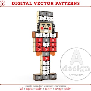 Arquivo vetorial de corte a laser do calendário do Advento, Calendário do Advento de Natal, Calendário do Advento de Natal 24 gavetas, decoração de Natal, Ver.34