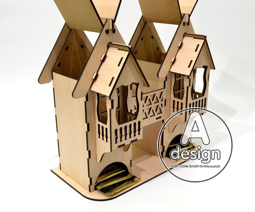 Tea House Tea Holder Box Tea Bag Dispenser Tea Bag Holder Etsy