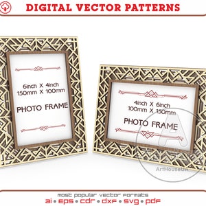 Fichier SVG de cadre photo multicouche, cadre photo découpé au laser, fichiers découpés au laser de cadre photo d’art mural, porte-photo DXF, fichiers de cadre photo Glowforge