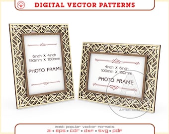 Cornice portafoto a strati, file SVG per taglio laser, decorazione da parete o da tavolo con cornice multistrato vettoriale