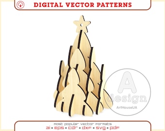 Christmas tree, Christmas decoration, Christmas tree vector file, Christmas tree laser file, Christmas tree SVG, Christmas tree DXF, CT-1