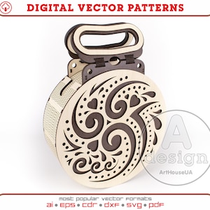 Bolso de embrague, bolso de Navidad, bolso de madera, embrague de madera, bolso de madera, bolso de madera, bolso de madera contrachapada, vector láser, archivo SVG, archivo Cnc, Cl-52