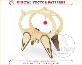Katze Bett Laser Cut Muster Digitale Vektor-Datei-Sofort Download