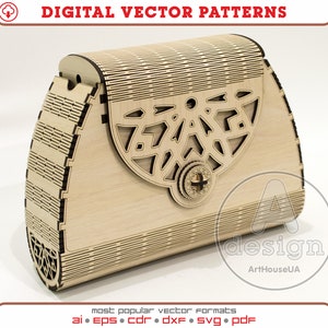 Clutch Tasche, Abendtasche, Holztasche, Seidenkupplung, Holzkupplung, Clutch Geldbörse, handgefertigte Handtasche, Sperrholzkupplung, Laser geschnitten, Cnc-Datei, Cl-25
