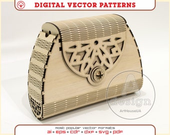 Clutch bag, Evening bag, Wooden bag, Silk clutch, Wooden clutch, Clutch purse, Handmade handbag, Plywood clutch, Laser cut, Cnc file, Cl-25