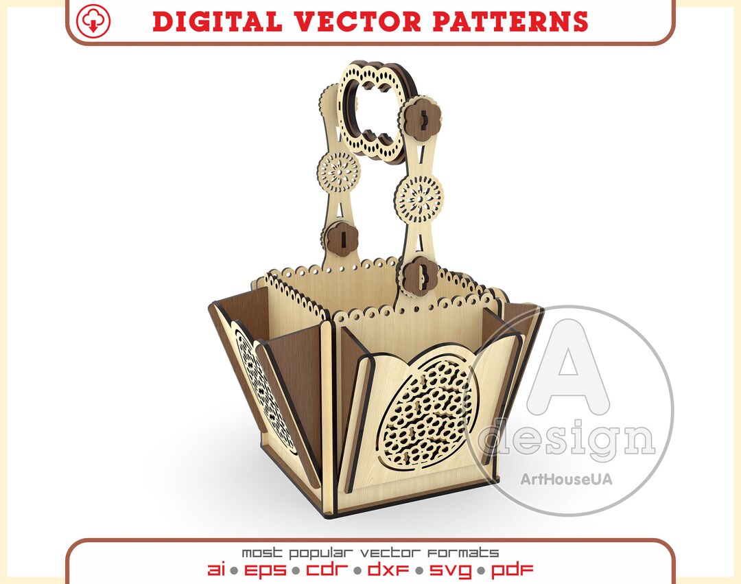 Easter Egg Basket Laser Cut File, SVG DXF Template - Etsy