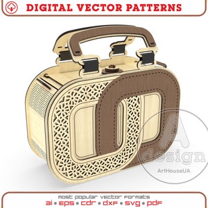 Fichier vectoriel de sac à main en bois pour SVG prêt à découper au laser, fichier vectoriel de sac à main, pochette en bois de soirée, fichier de sac à bandoulière, fichier de sac à main d'embrayage, Ver.95