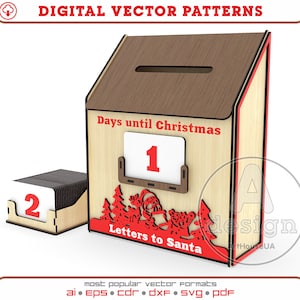 Letters to Santa Mailbox SVG bestand lasersnijmachines en Glowforge, Christmas Santa Claus Mail Box, North Pole Express box, Post Box bestand