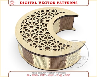 Vector de caja de madera, caja de regalo cortada con láser, patrón láser de caja de madera contrachapada, vector de caja de dulces, archivos Glowforge, archivos de corte láser Dxf, Pdf, Svg, Cnc, V7