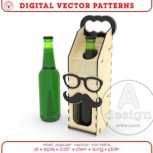 500ml Beer holder box vector file laser cut machine, Beer bottle holder, Beer carrier, Beer tote, Beer caddy, Beer tray, Beer display,Ver.11