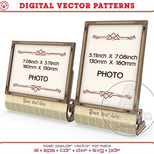 Photo frame vector file for laser cut and Glowforge users ready SVG, Modern photo holder file, Picture frame stand, Photo table stand Ver.9
