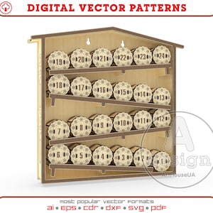 Advent calendar laser cut vector file, Christmas Advent Calendar, Christmas Advent Calendar 24 drawers, Christmas decoration, Ver.26