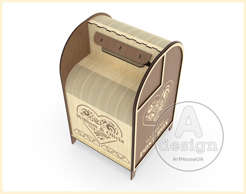 Tarjeta de boda Post box vector SVG archivo corte láser y usuario Glowforge, caja de recepción de boda, caja de tarjeta de dinero de caja de correo de regalo, titular de la tarjeta de boda imagen 8