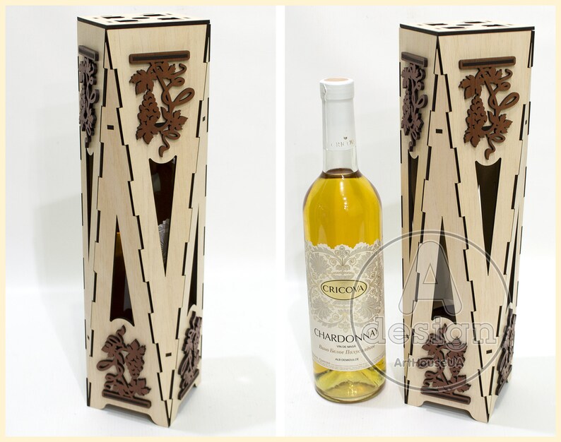 Wine Box Vector Wineboxv34 Wine Box Laser Cut File Plywood Etsy