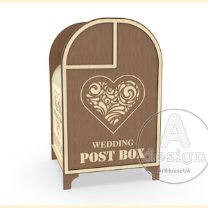 Tarjeta de boda Post box vector SVG archivo corte láser y usuario Glowforge, caja de recepción de boda, caja de tarjeta de dinero de caja de correo de regalo, titular de la tarjeta de boda imagen 3