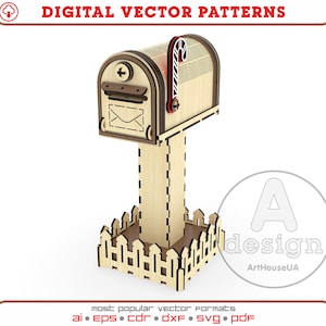 Letters to Santa Mailbox SVG bestand lasersnijmachines en Glowforge, Christmas Santa Claus Mail Box, North Pole Express box, Post Box bestand