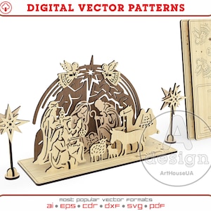 Weihnachtskarte 3D Puzzles lasergeschnittene Vektordatei. Weihnachtsgrüße vektor, Weihnachtssouvenirkarte Glowforge SVG, Weihnachtsdekoration SVG