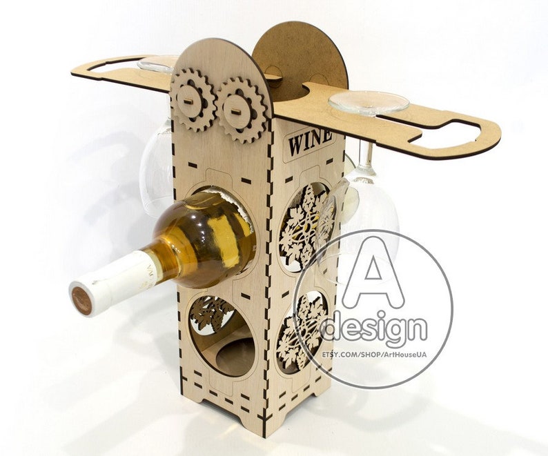 Download Vine Box Wine Gift Box Wbox 21 Instant Download Wine Holder Laser Cut Vector Plan Cnc