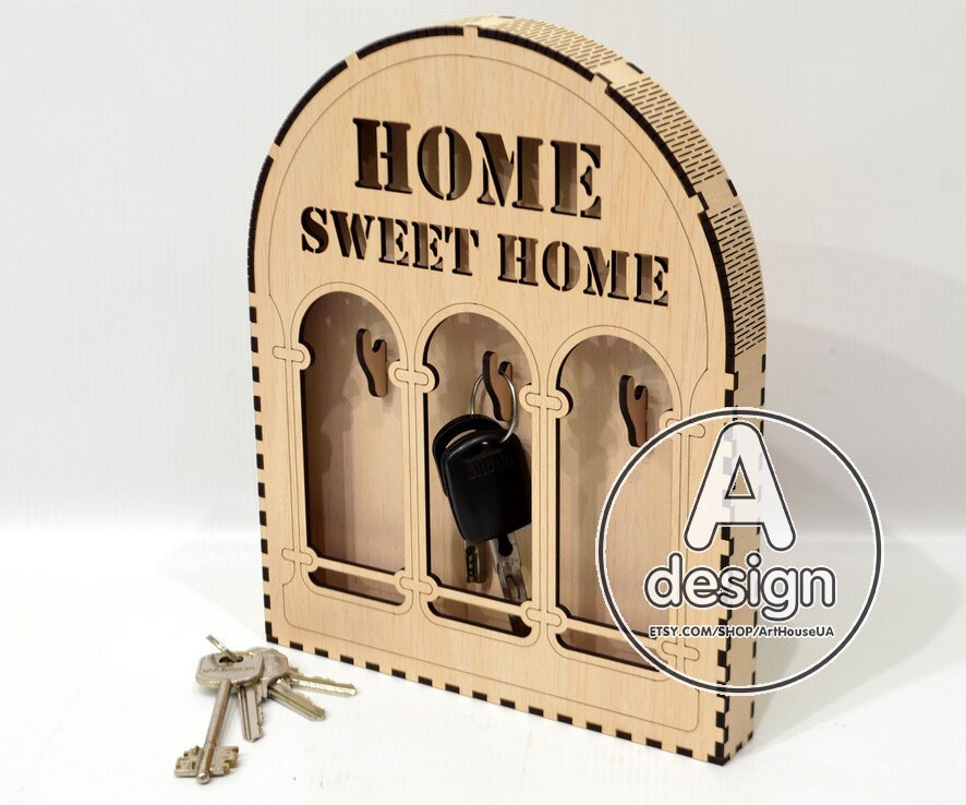 Key Holder Plywood Key Holder Key Holder Laser Model Key Etsy