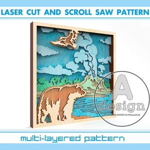 Scroll Saw pattern, Bear Scroll Saw Pdf, Bear Laser cut vector, Layered wall decor, laser files Dxf,Pdf,Svg,Cnc, Layered like Mandala, MLP-2
