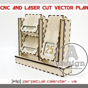 Ewiger Kalender, Kalender lasergeschnittener Vektorplan, Ewiger Kalender und Uhrvektor, Holzkalender, Sperrholzkalender, CNC-Datei, PC-V9