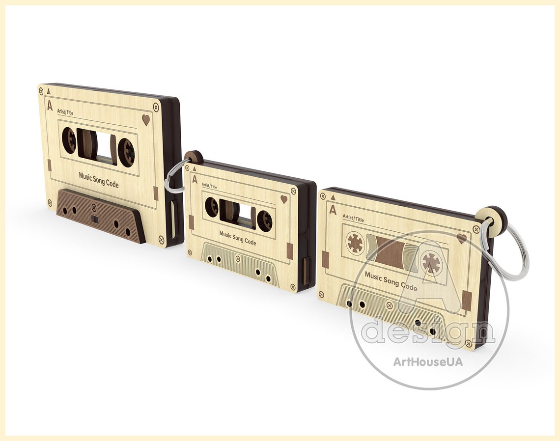 Wood Vintage Cassette Tape Laser Cut Vector File Keychain Etsy Australia