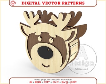 Reindeer Bag SVG vector file for a laser cutter and Glowforge user, Candy holders, Christmas Decorations purce, Reindeer Christmas gifts bag