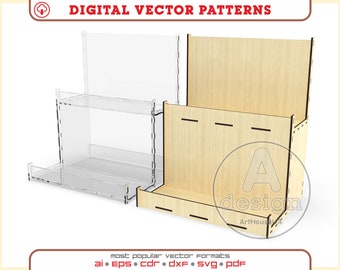 Retail Display Stand SVG Laser Cut File, Tiered Shelf Craft Market Booth Organizer