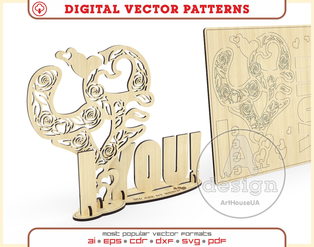 Valentines Day Card 3D Puzzles Laser Cut Vector File, Valentines Day ...