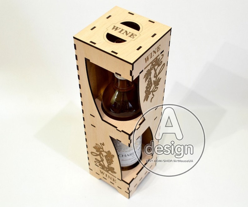 Wine box Wood wine box Plywood wine box Vine box Wine Etsy