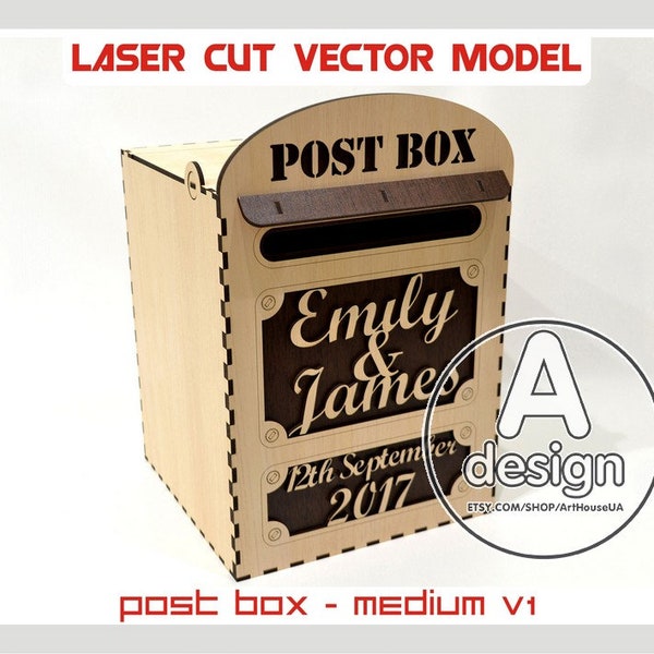 Wedding Card Box laser cut vector, Wedding Post Box laser cut file, Money Box, Letter Box, Wedding Decoration, laser files SVG, DXF, CNC, V2