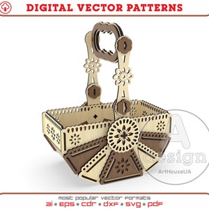 Easter Basket vector laser file, Easter Basket for egg, Easter Basket egg holder, Easter wooden tray, Easter Basket Glowforge SVG Ver.13