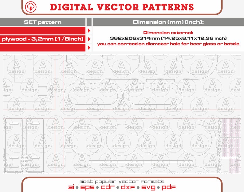 Download Beer holder box BHB-V8P Laser cut vector Beer bottle | Etsy Download Beer holder box BHB-V8P Laser cut vector Beer bottle | Etsy