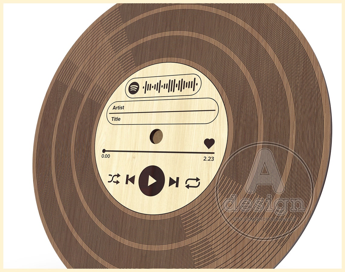 Modern wooden Vinyl records with Spotify Code Wood Vintage Etsy