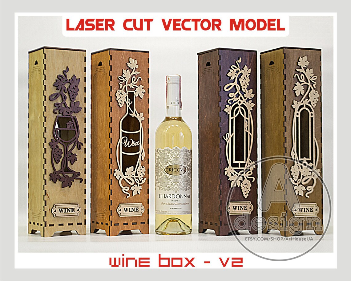 Wine Box Vector Wineboxv2 Wine Box Laser Cut File Plywood Etsy