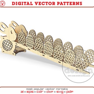 Rampa rodante de huevos de Pascua SVG, carreras de huevos de Pascua DXF, rampa de madera, juegos de Pascua, corte láser vectorial de huevos de Pascua, bandeja de huevos de Pascua Glowforge.