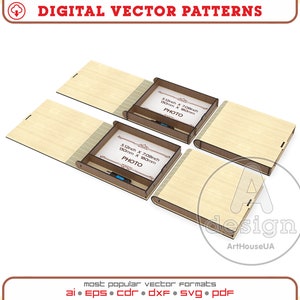 Box for Photos and USB flash drive vector SVG file laser cut machines, Memory box, Photobox vector file, Photos and USB drive holder, Ver.25