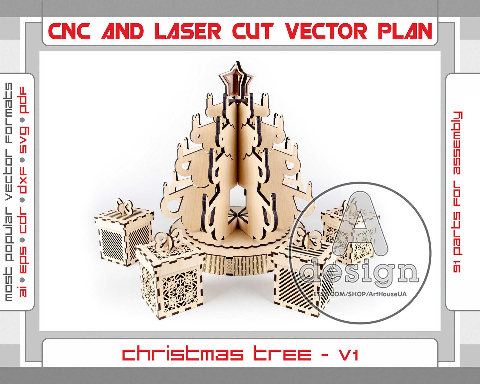 Christmas tree Christmas decoration Christmas tree vector | Etsy