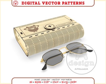 Eyeglass Holder Box SVG Laser Cut File Wooden Glasses Case Sunglasses Storage Design
