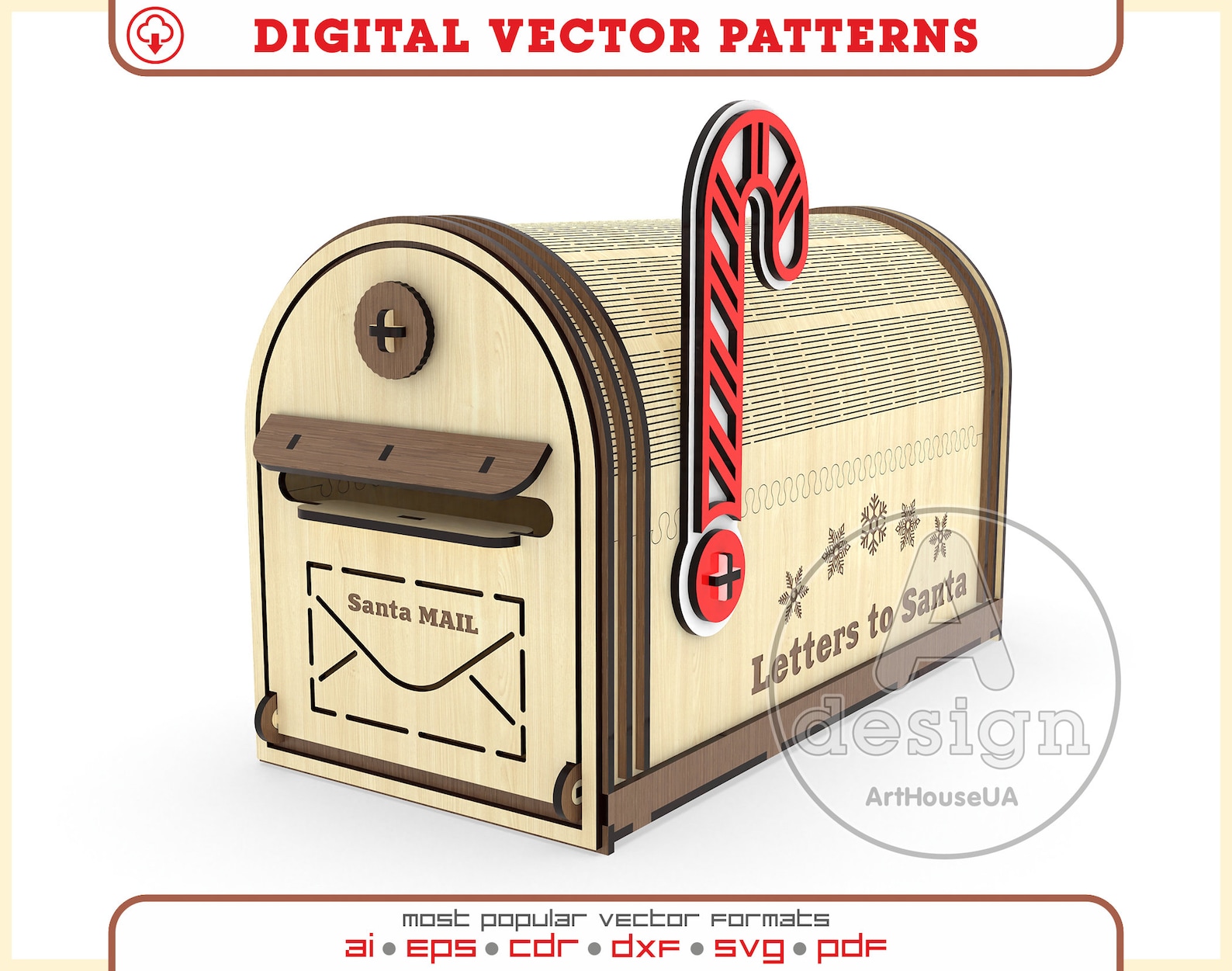 Letters to Santa Mailbox SVG File Laser Cutter Machines and - Etsy